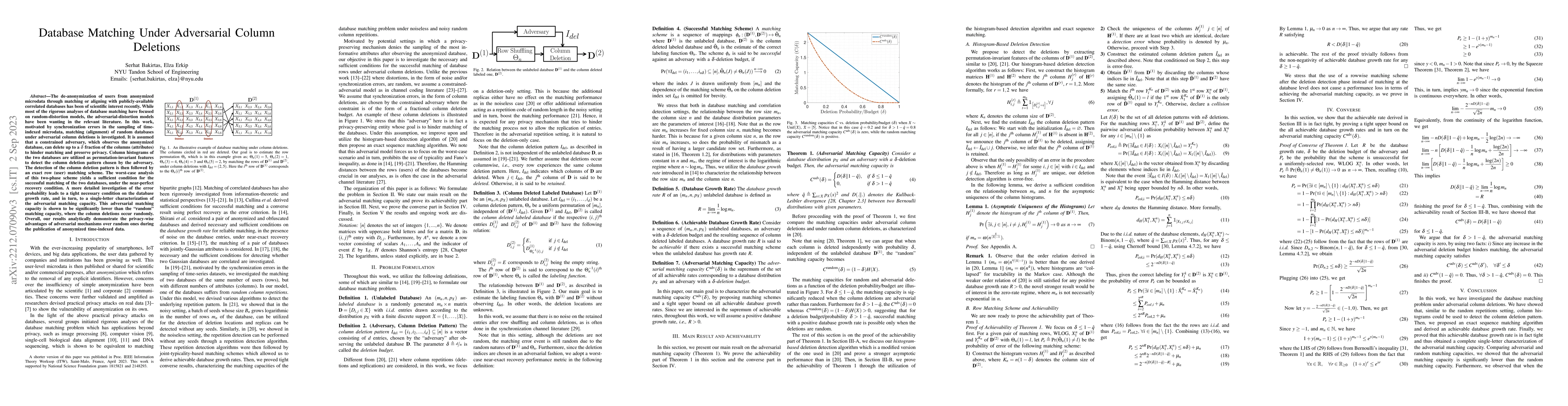 Thumbnail for Database Matching Under Adversarial Column Deletions