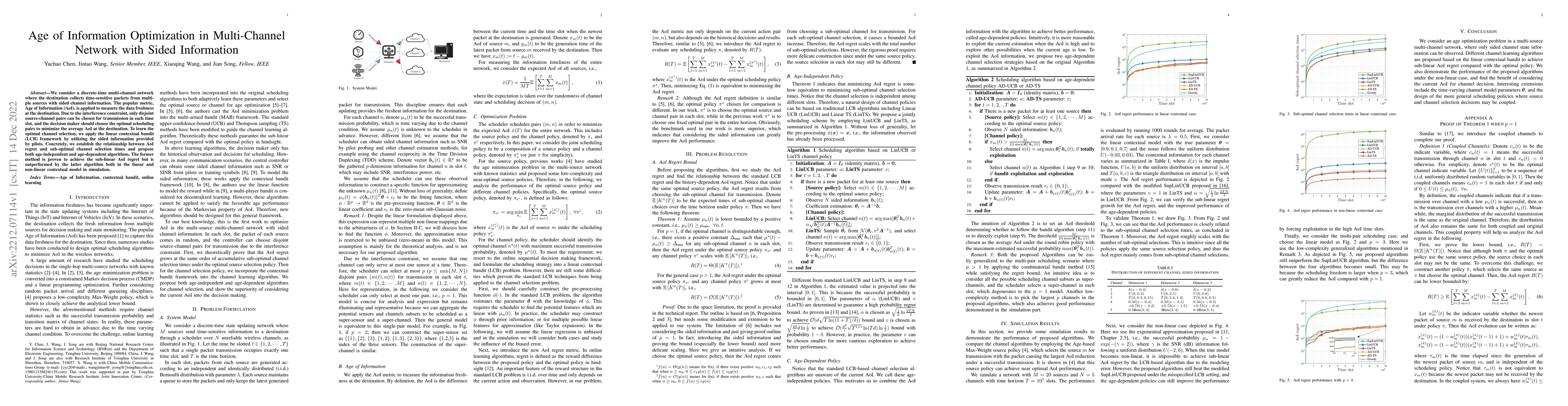 Thumbnail for Age of Information Optimization in Multi-Channel Network with Sided
  Information