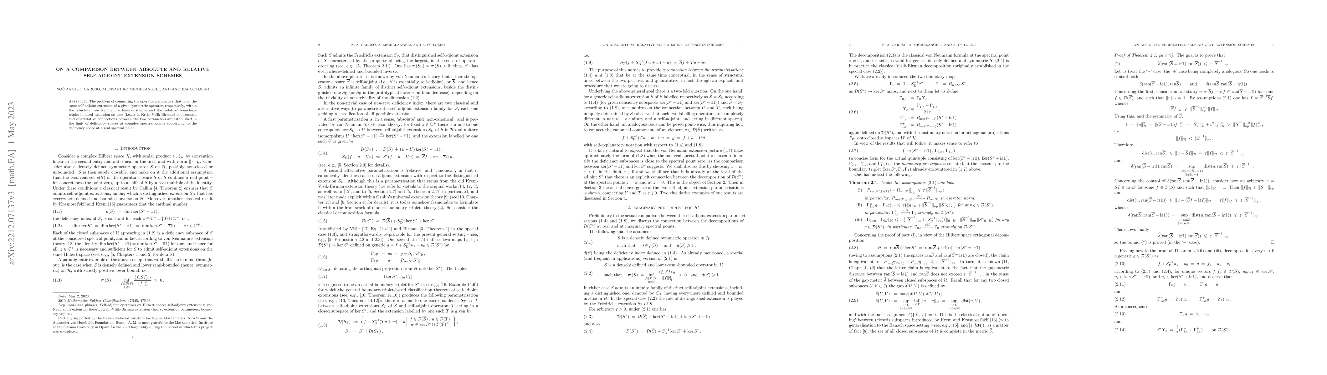 Thumbnail for On a comparison between absolute and relative self-adjoint extension
  schemes