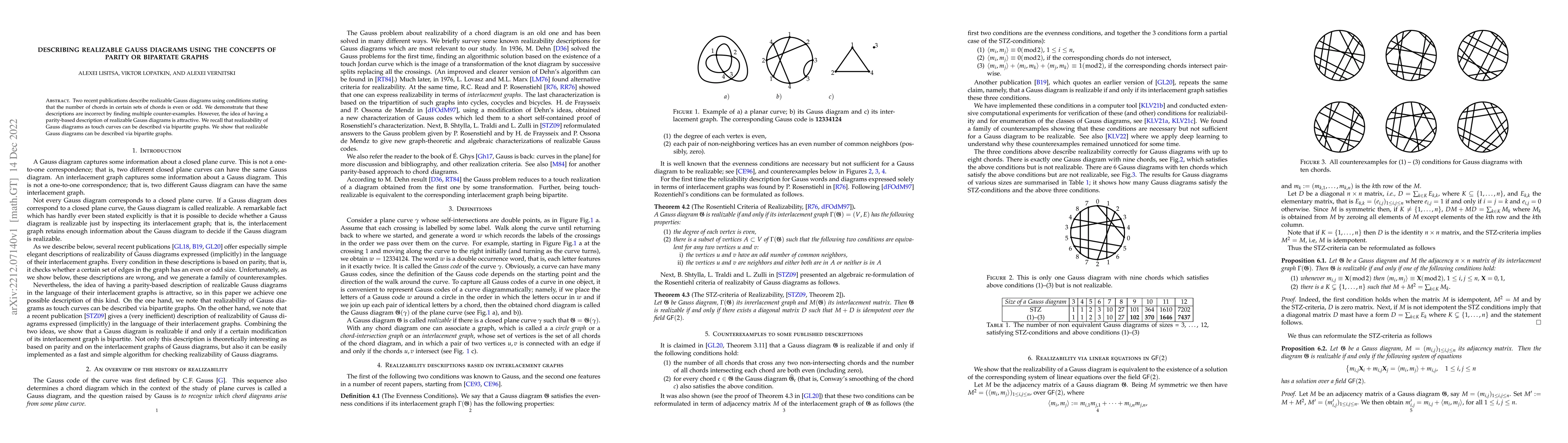 Thumbnail for Describing realizable Gauss diagrams using the concepts of parity or
  bipartate graphs