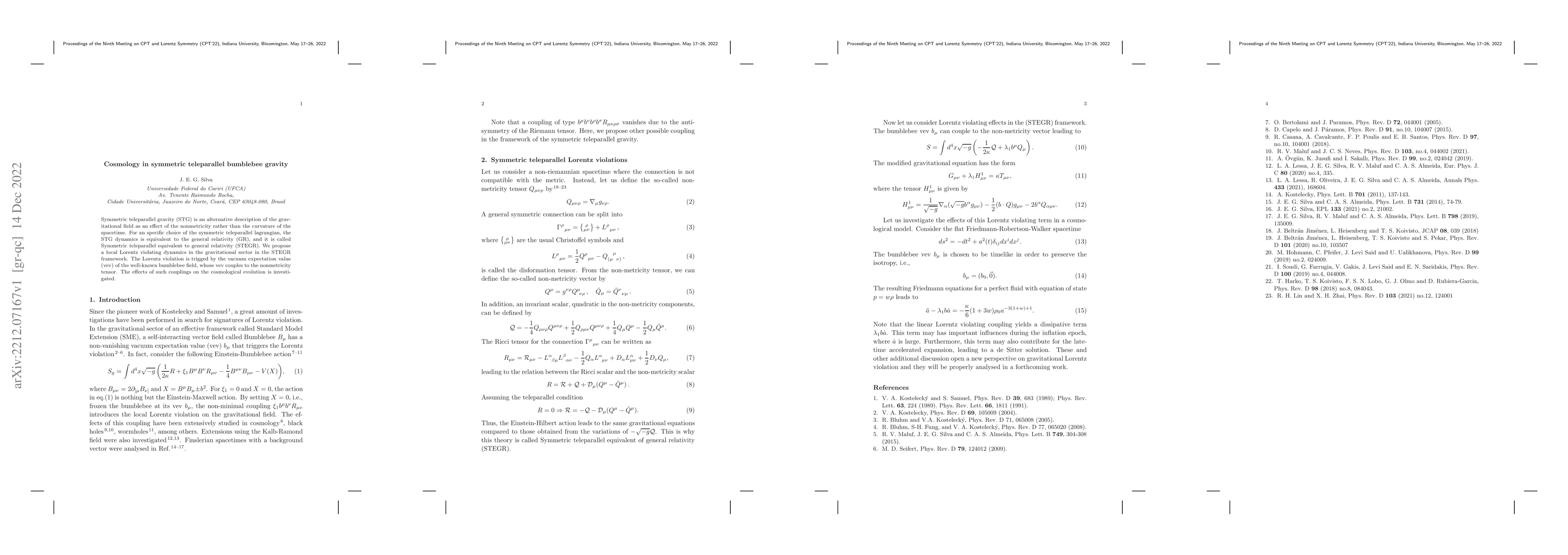 Thumbnail for Cosmology in symmetric teleparallel bumblebee gravity