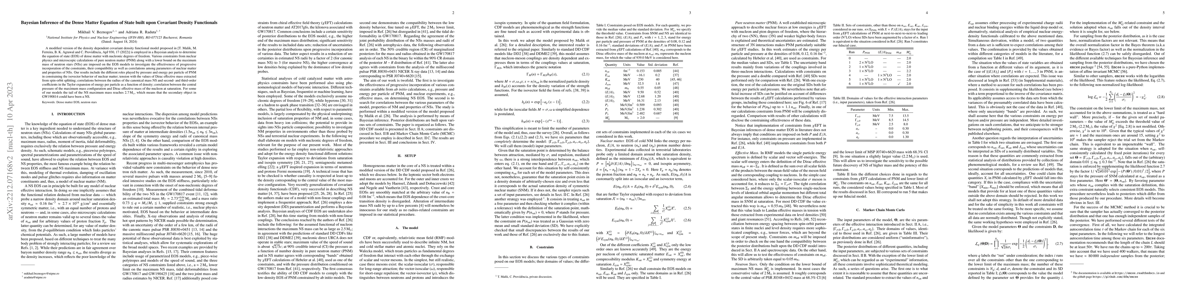 Thumbnail for Bayesian Inference of the Dense Matter Equation of State built upon
  Covariant Density Functionals