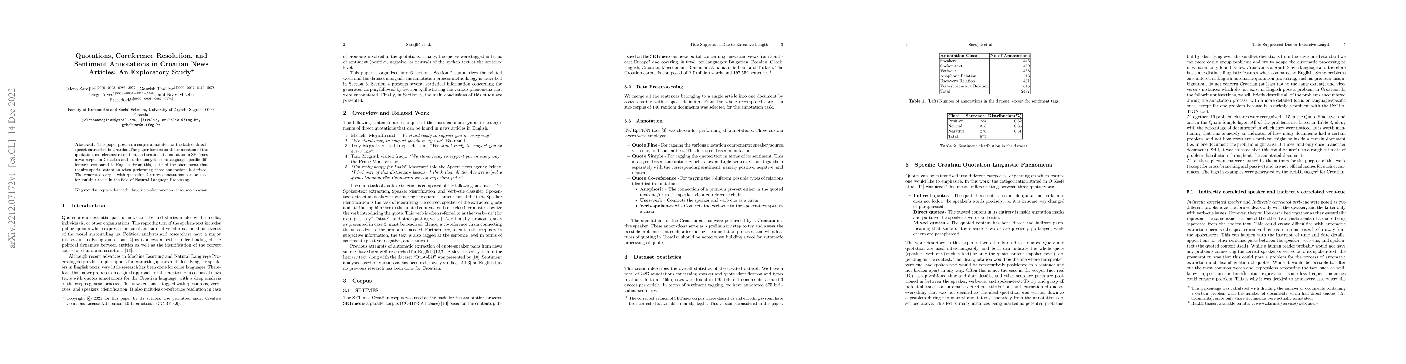 Thumbnail for Quotations, Coreference Resolution, and Sentiment Annotations in
  Croatian News Articles: An Exploratory Study