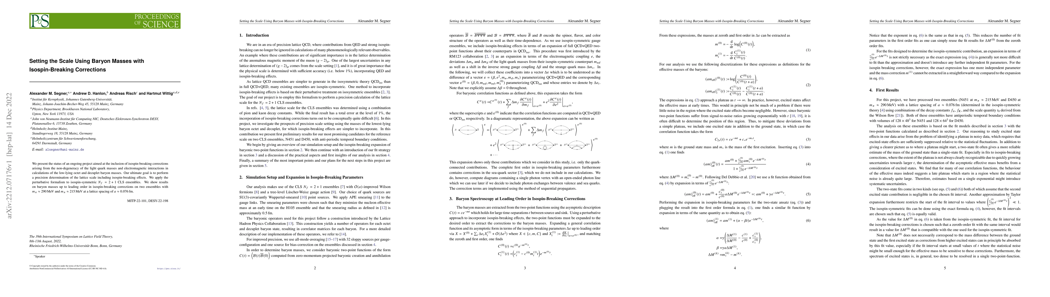 Thumbnail for Setting the Scale Using Baryon Masses with Isospin-Breaking Corrections
