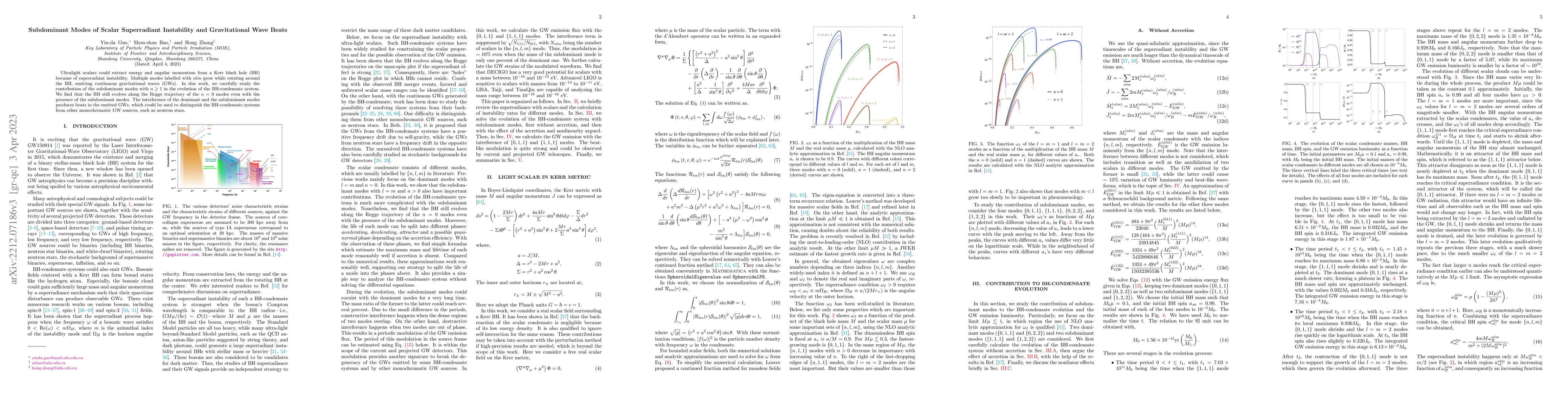 Thumbnail for Subdominant Modes of Scalar Superradiant Instability and Gravitational
  Wave Beats