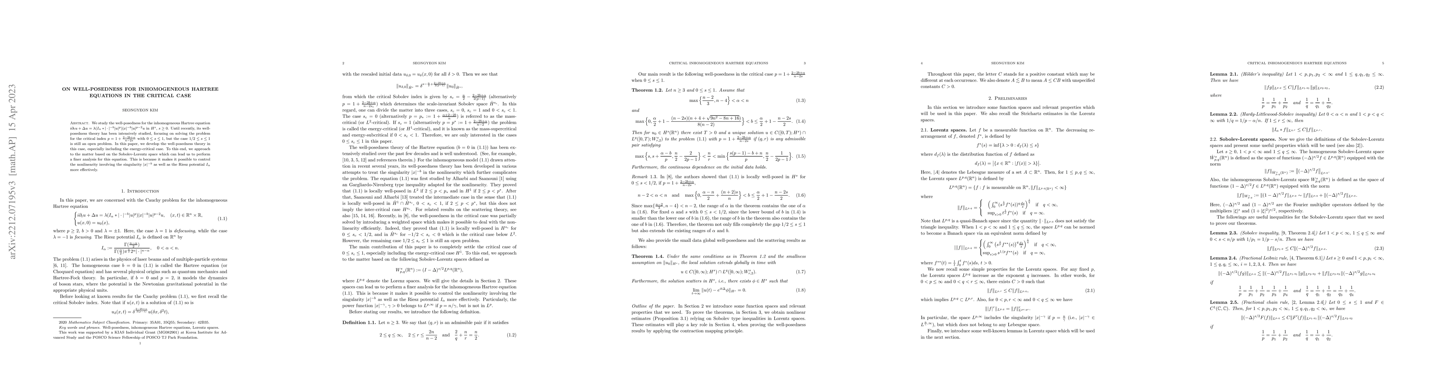 Thumbnail for On well-posedness for inhomogeneous Hartree equations in the critical
  case