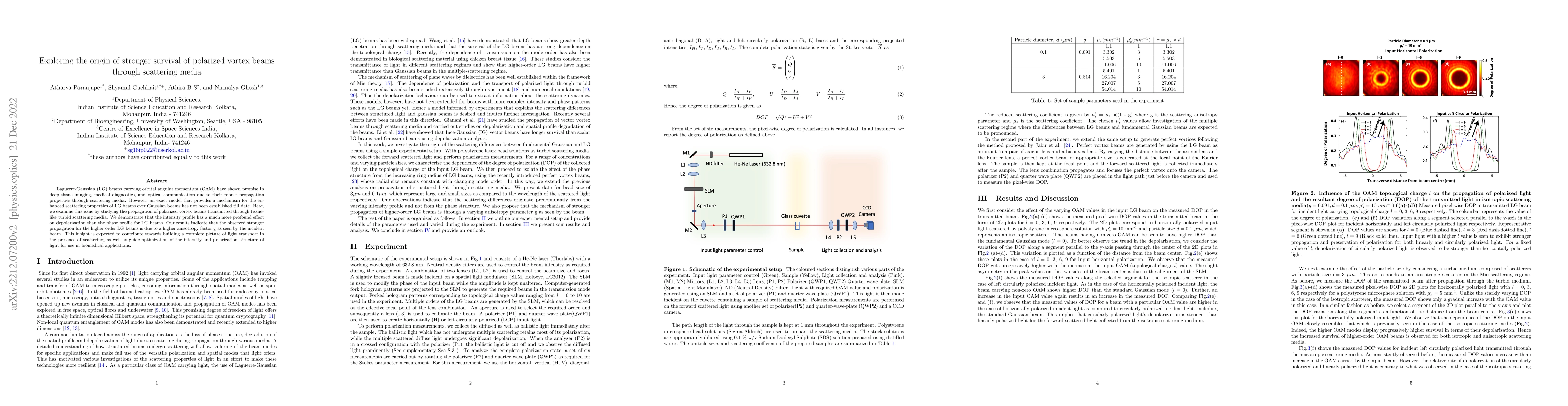 Thumbnail for Exploring the origin of stronger survival of polarized vortex beams
  through scattering media