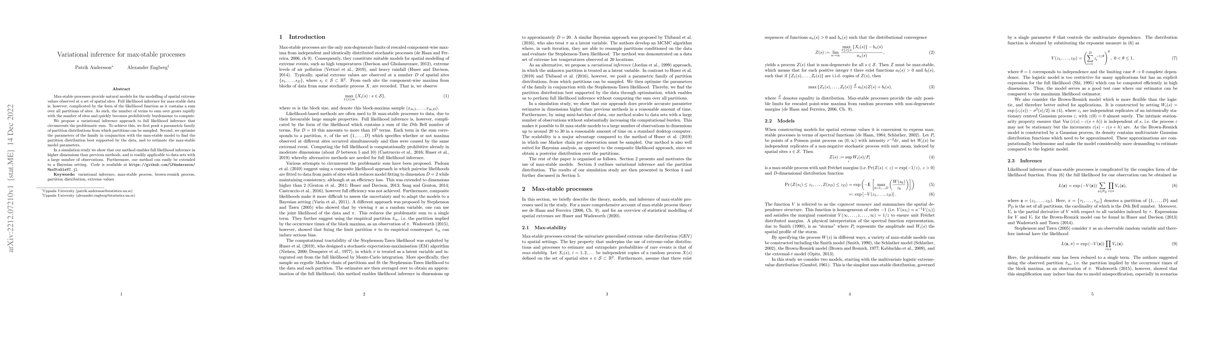 Thumbnail for Variational inference for max-stable processes
