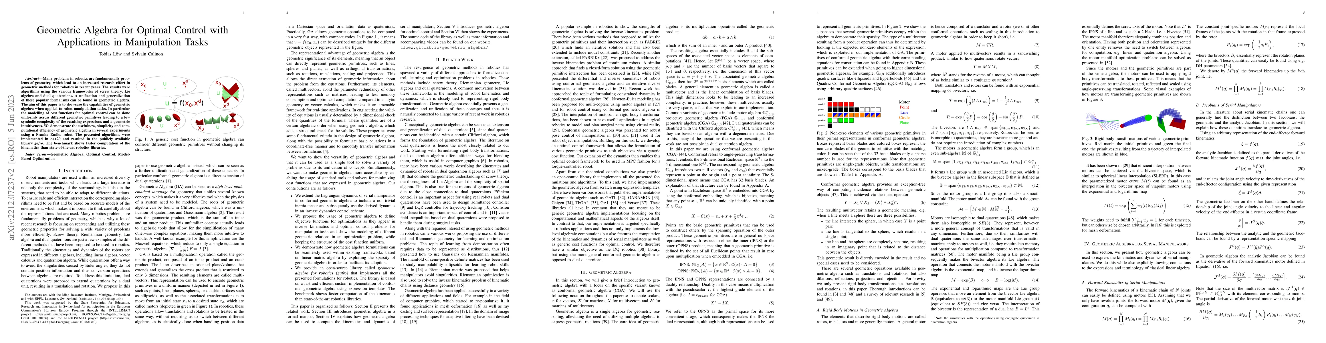 Thumbnail for Geometric Algebra for Optimal Control with Applications in Manipulation
  Tasks