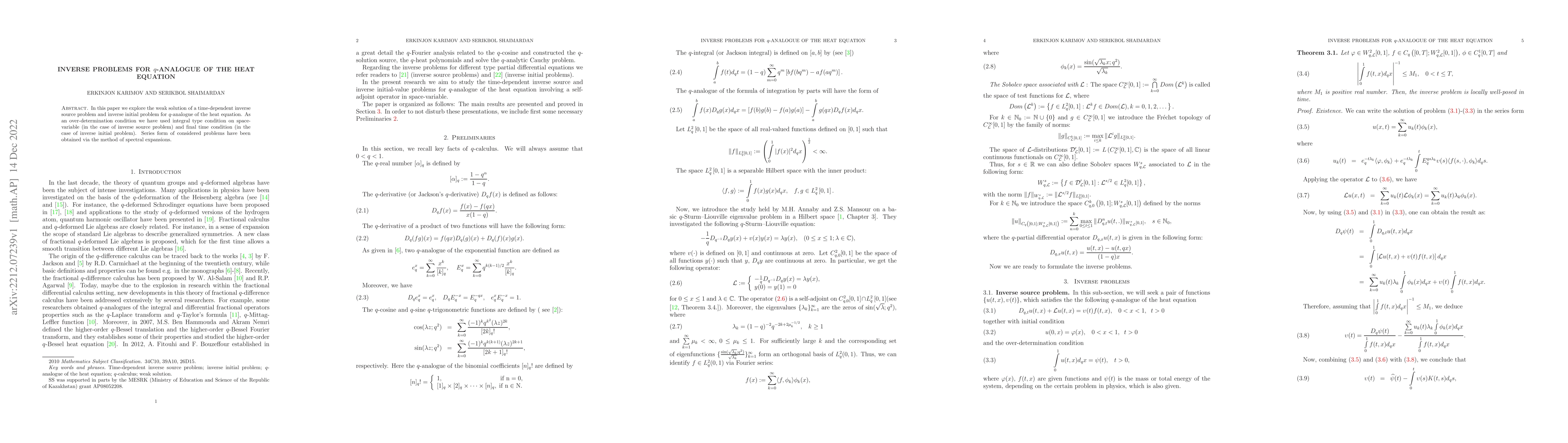 Thumbnail for Inverse problems for q-analogue of the heat equation