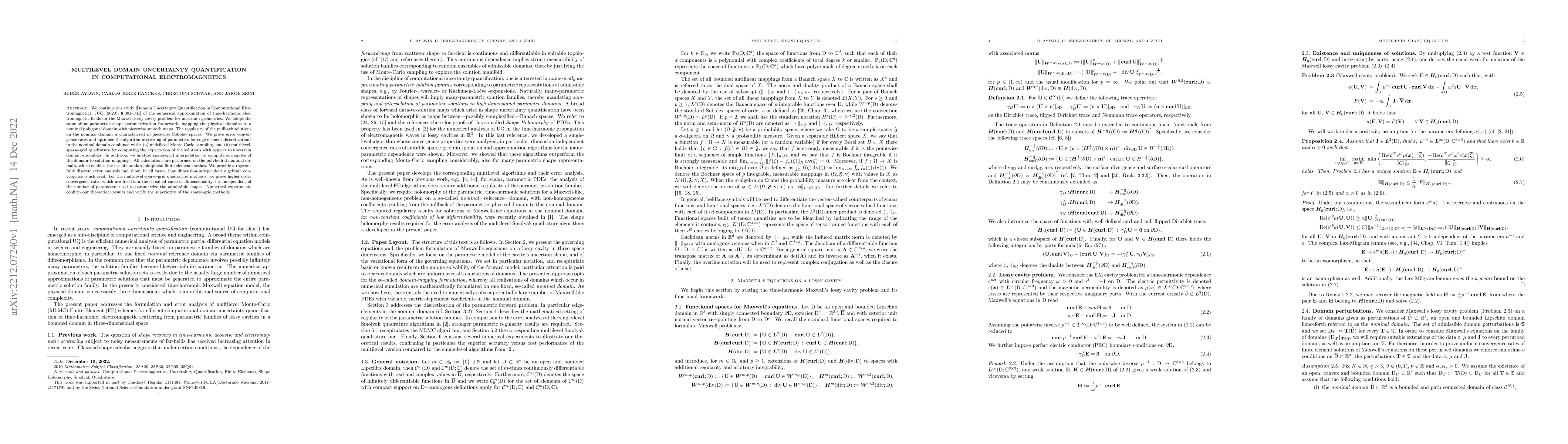 Thumbnail for Multilevel Domain Uncertainty Quantification in Computational
  Electromagnetics