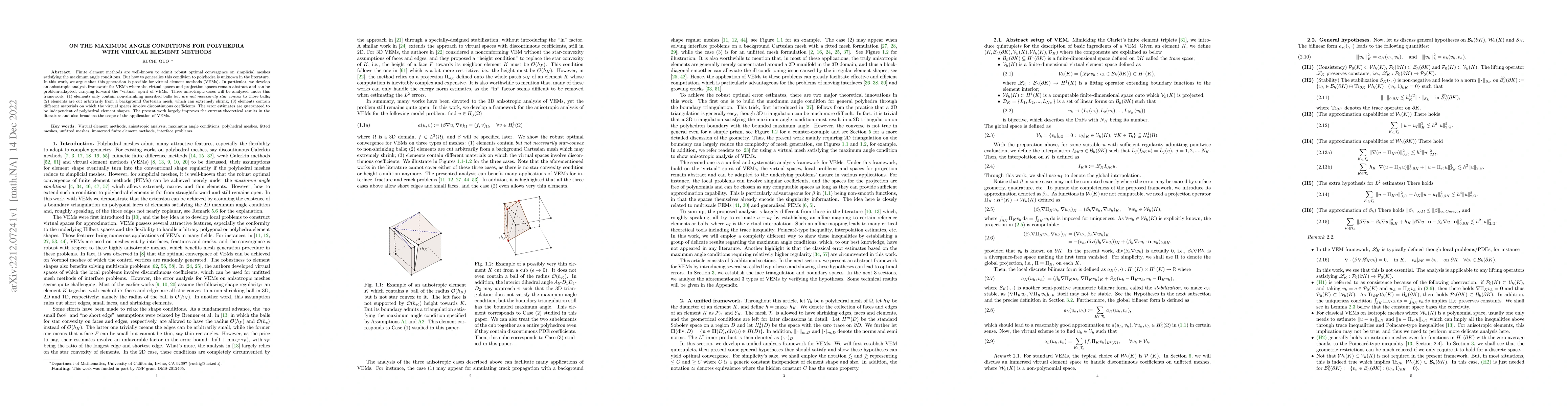 Thumbnail for On the maximum angle conditions for polyhedra with virtual element
  methods