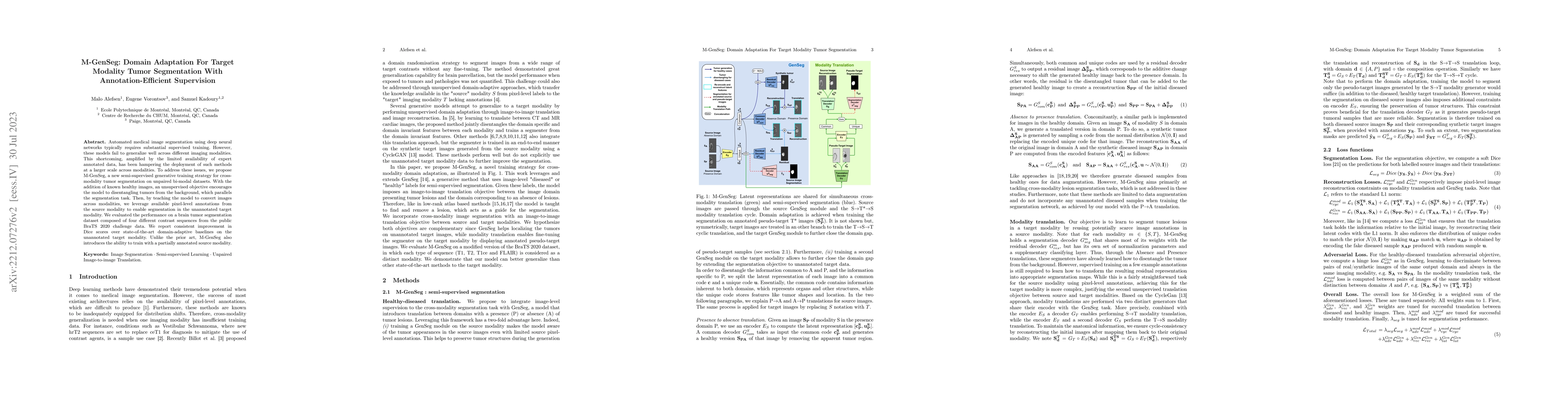 Thumbnail for M-GenSeg: Domain Adaptation For Target Modality Tumor Segmentation With
  Annotation-Efficient Supervision
