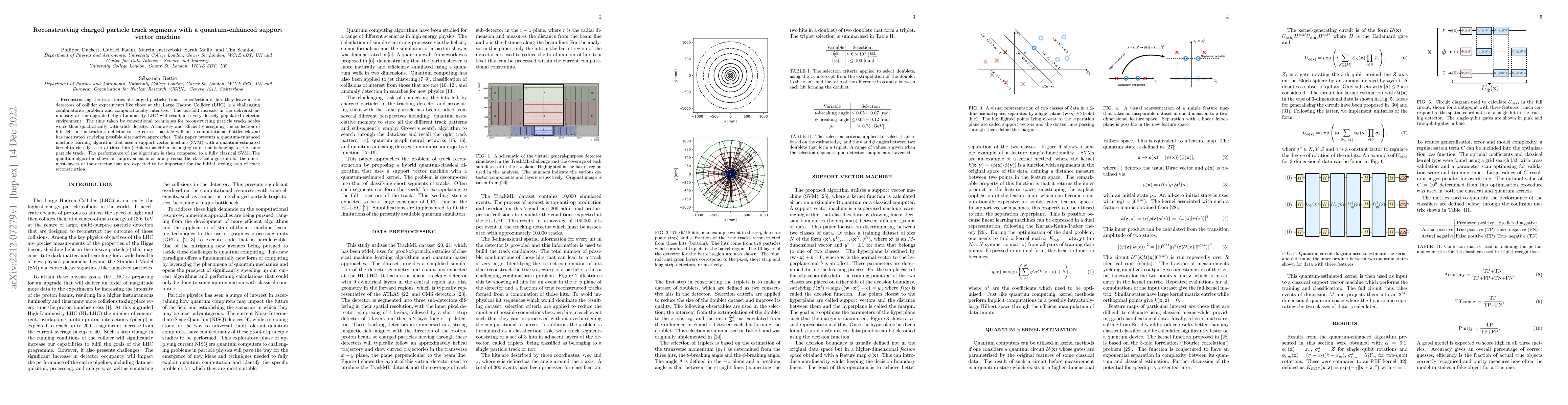 Thumbnail for Reconstructing charged particle track segments with a quantum-enhanced
  support vector machine