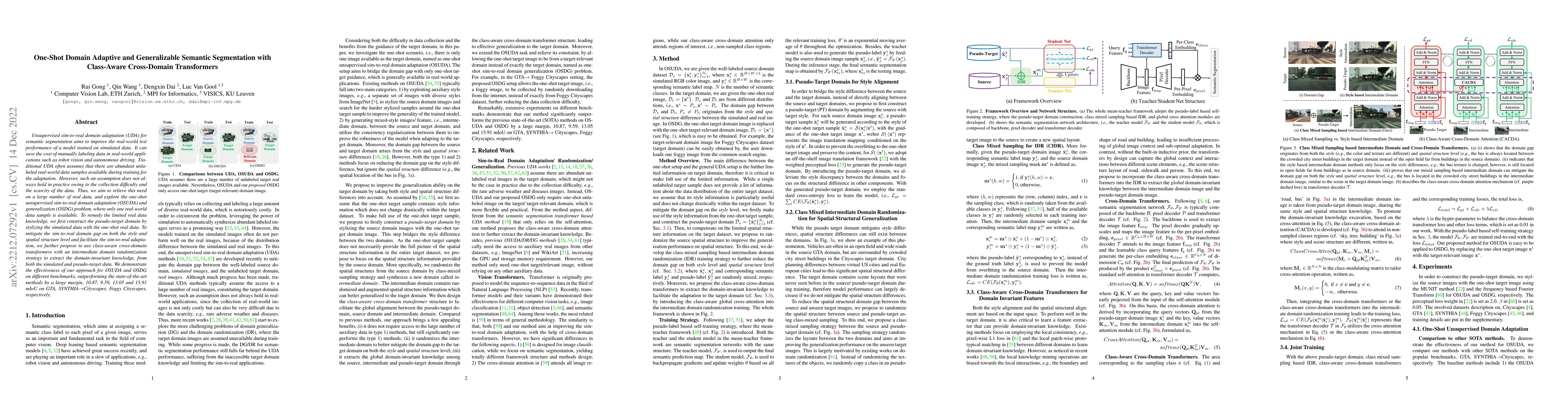 Thumbnail for One-Shot Domain Adaptive and Generalizable Semantic Segmentation with
  Class-Aware Cross-Domain Transformers