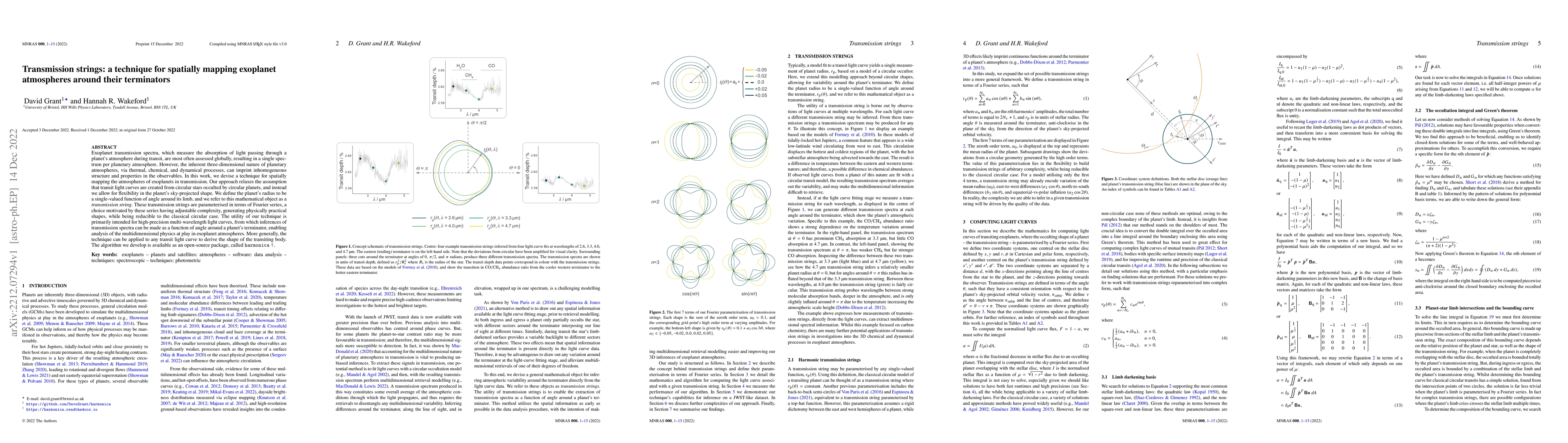 Thumbnail for Transmission strings: a technique for spatially mapping exoplanet
  atmospheres around their terminators