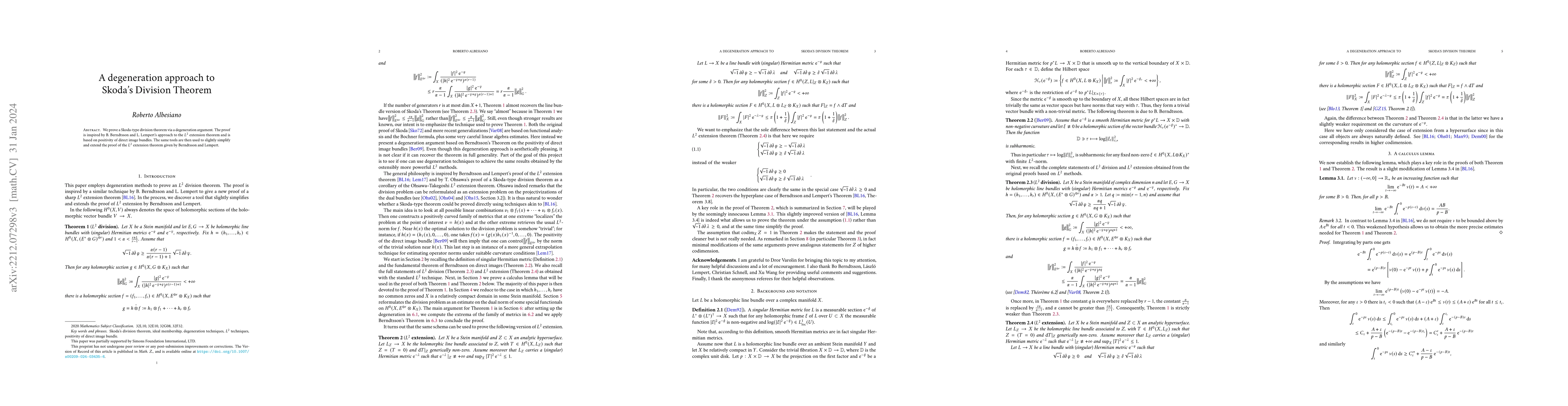 Thumbnail for A degeneration approach to Skoda's Division Theorem