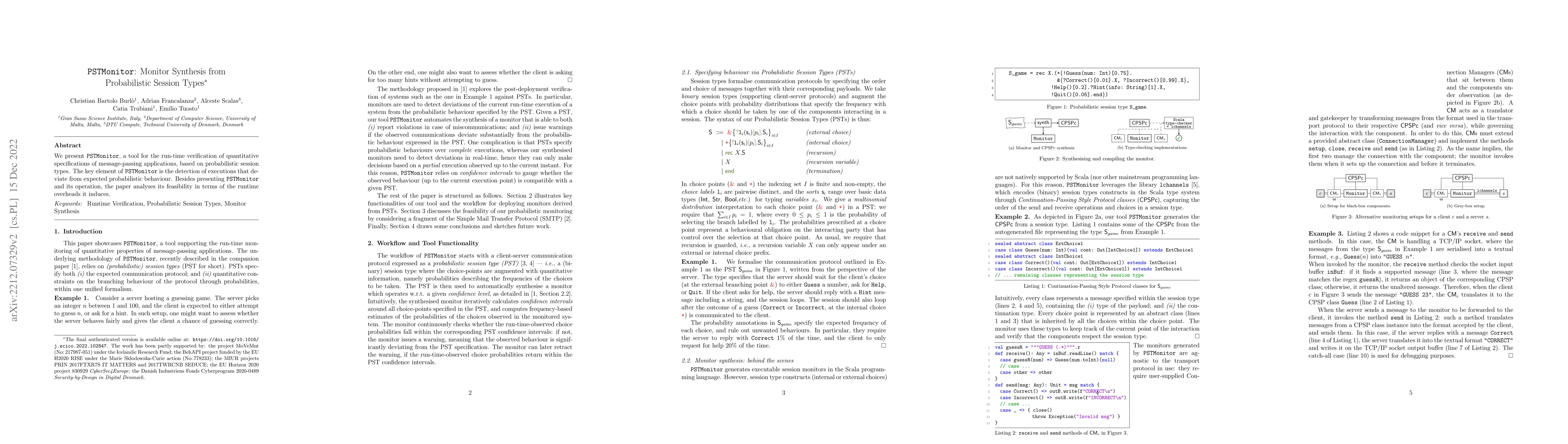 Thumbnail for PSTMonitor: Monitor Synthesis from Probabilistic Session Types