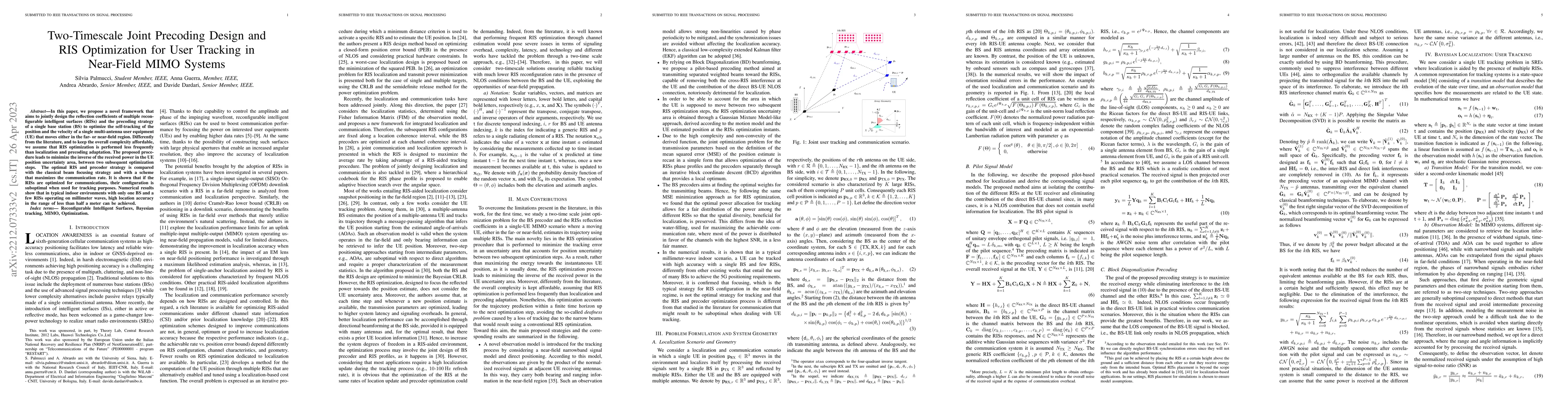 Thumbnail for Two-Timescale Joint Precoding Design and RIS Optimization for User
  Tracking in Near-Field MIMO Systems