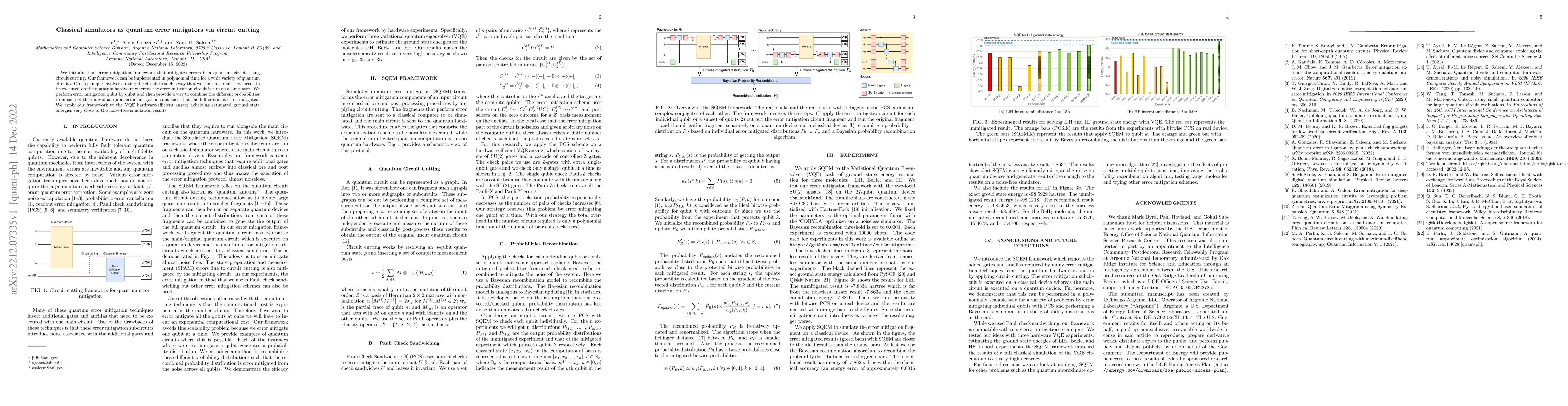 Thumbnail for Classical simulators as quantum error mitigators via circuit cutting