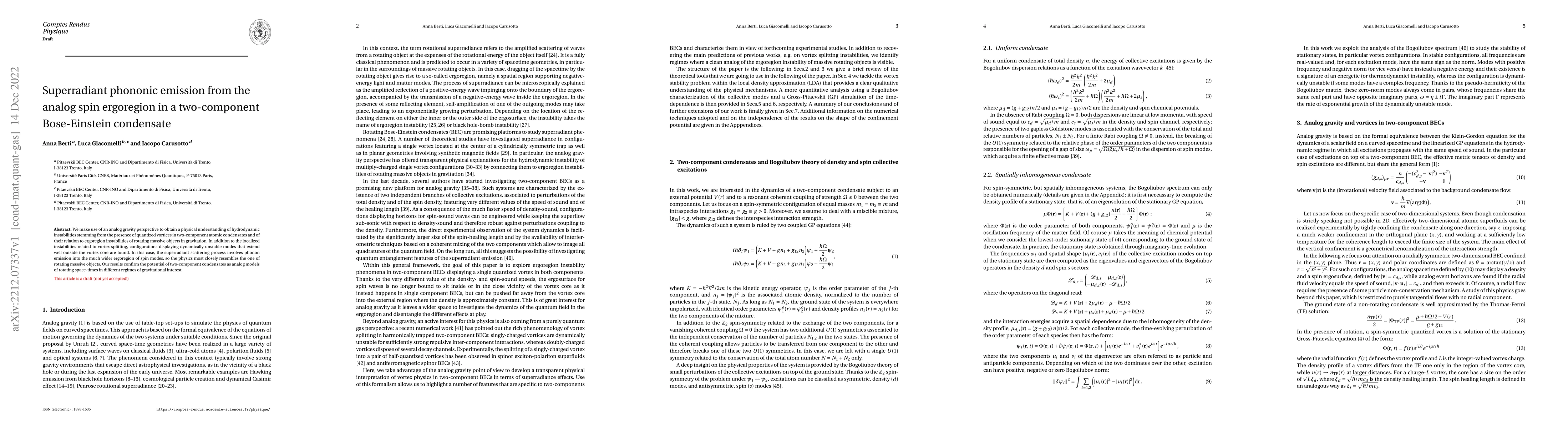 Thumbnail for Superradiant phononic emission from the analog spin ergoregion in a
  two-component Bose-Einstein condensate