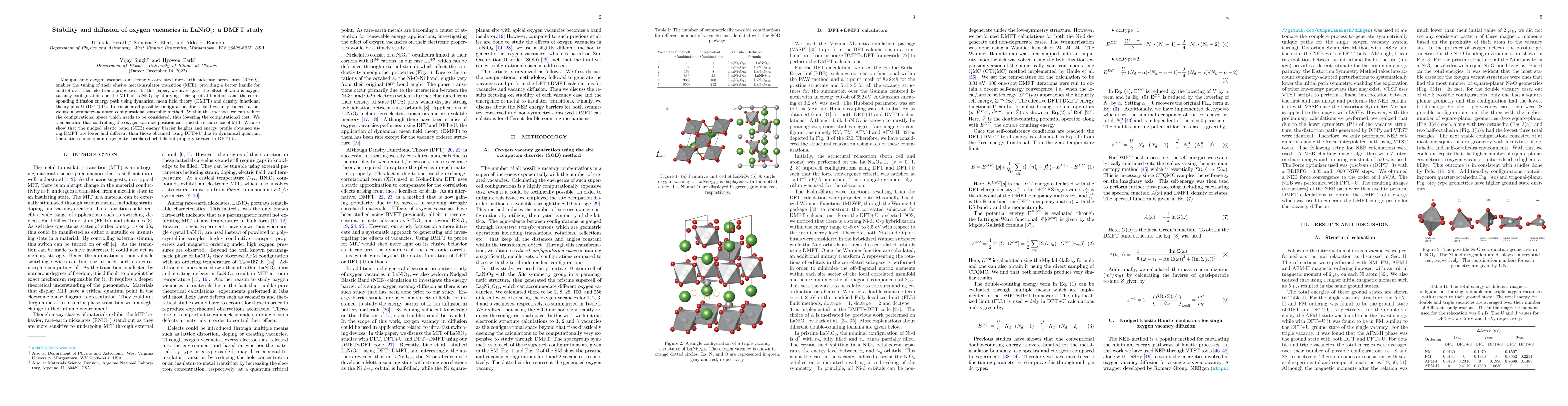 Thumbnail for Stability and diffusion of oxygen vacancies in LaNiO$_3$: a DMFT study