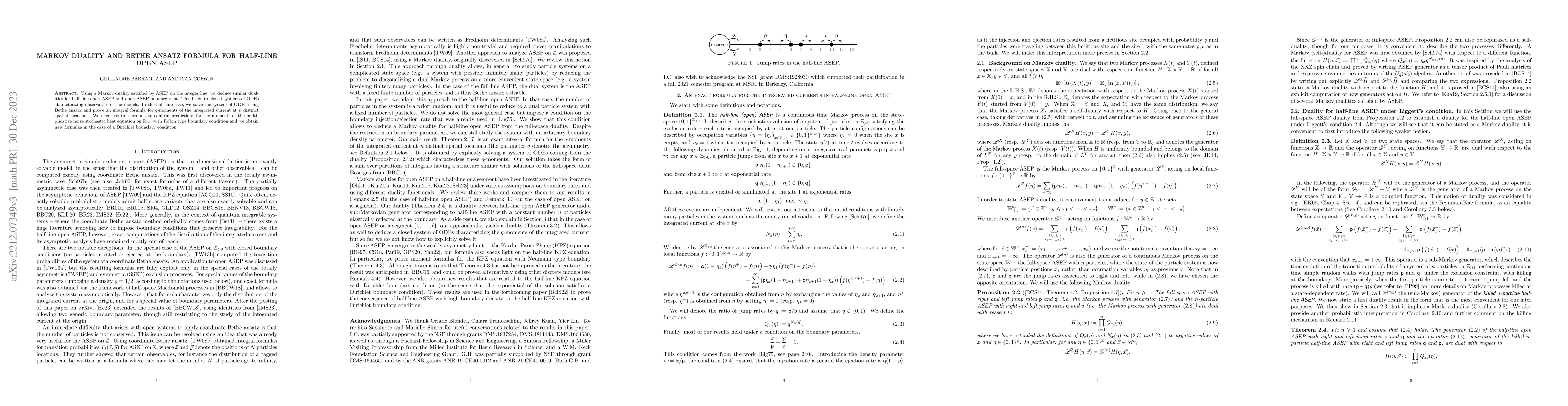 Thumbnail for Markov duality and Bethe ansatz formula for half-line open ASEP