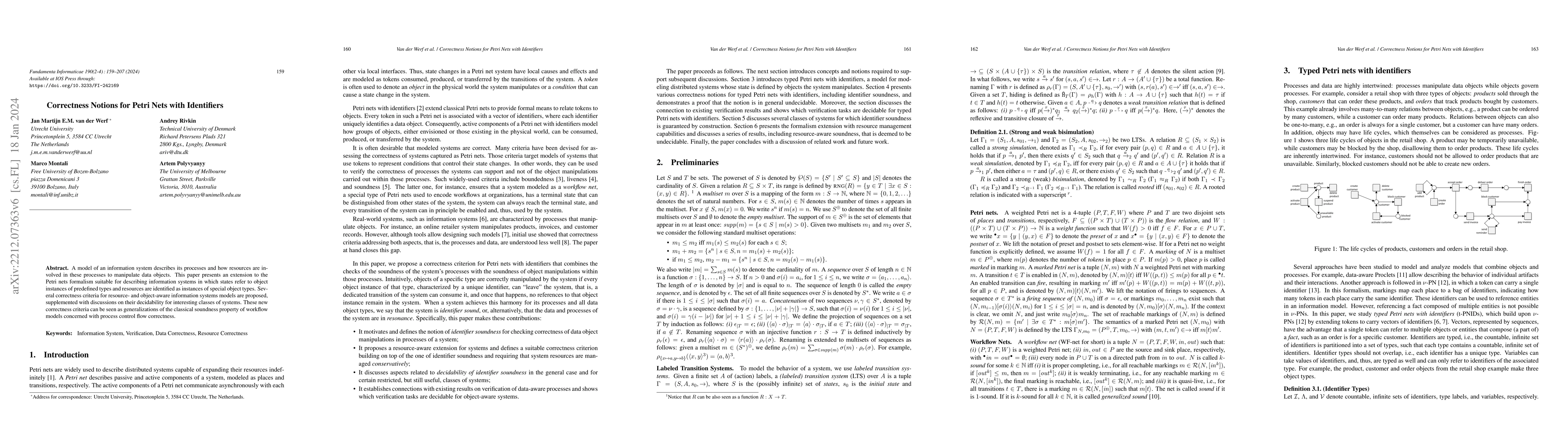 Thumbnail for Correctness Notions for Petri Nets with Identifiers