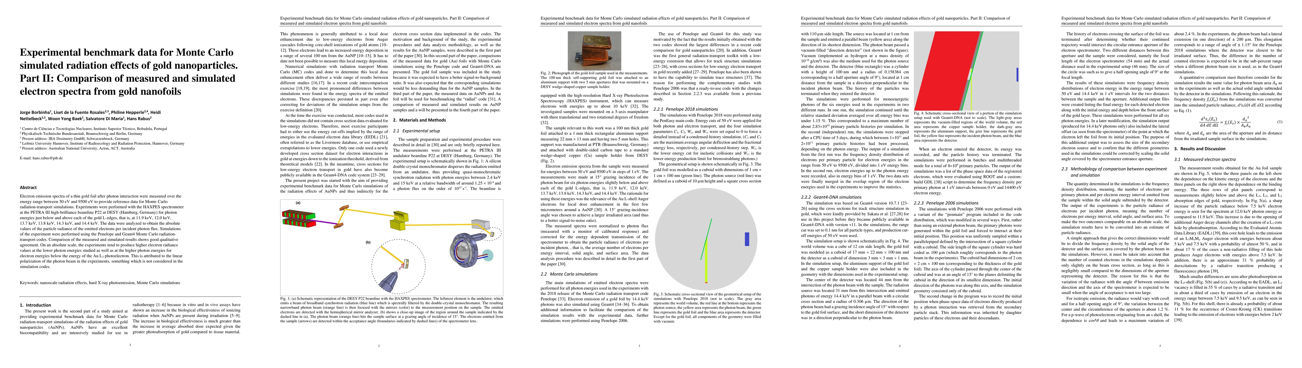 Thumbnail for Experimental benchmark data for Monte Carlo simulated radiation effects
  of gold nanoparticles. Part II: Comparison of measured and simulated electron
  spectra from gold nanofoils