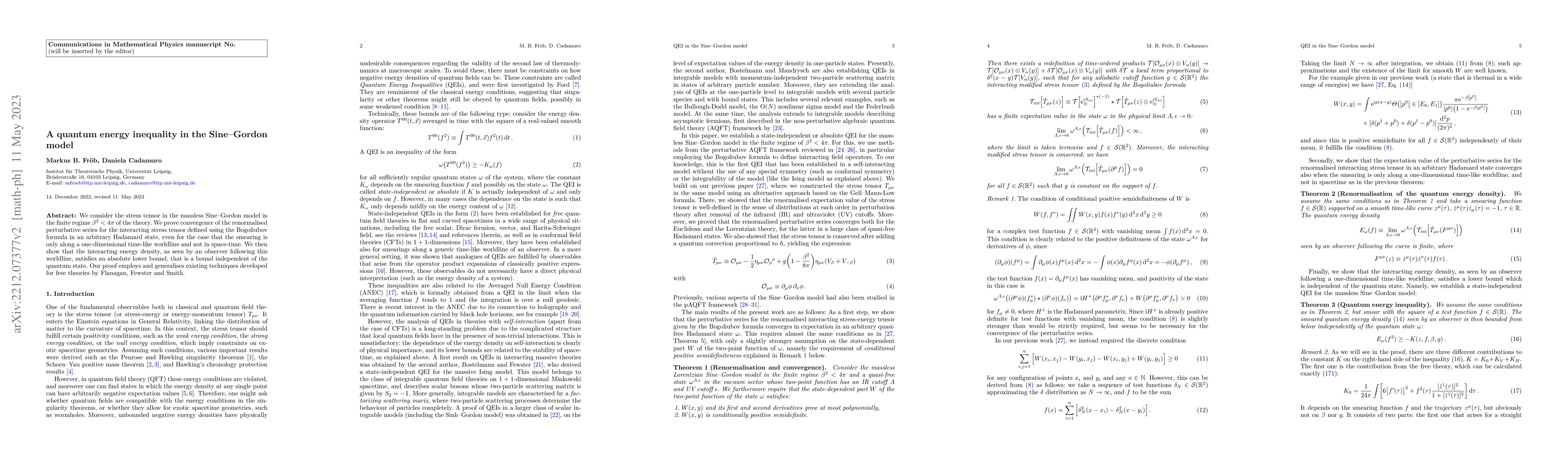 Thumbnail for A quantum energy inequality in the Sine--Gordon model