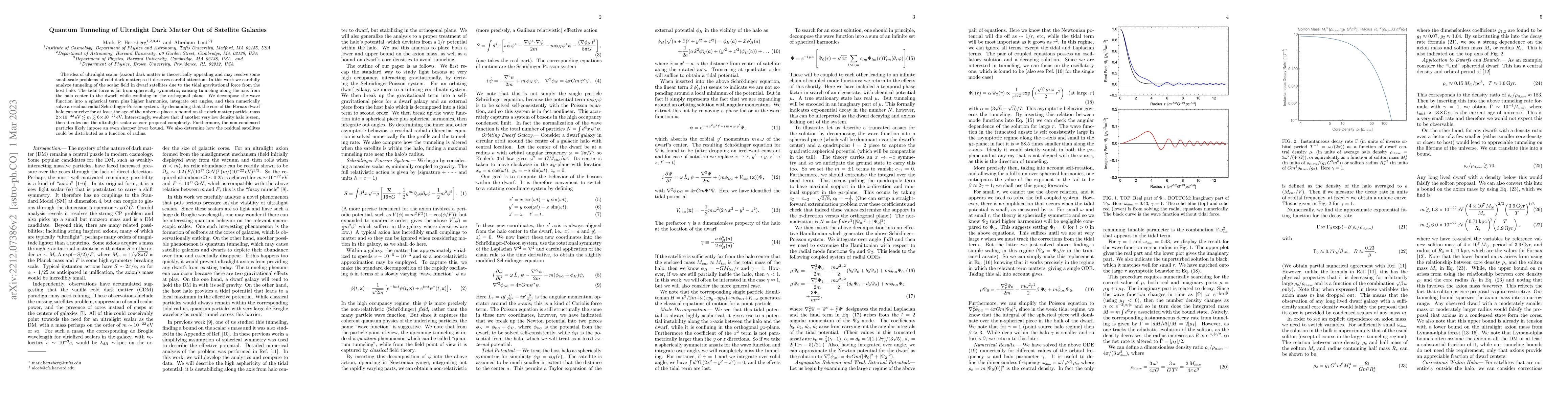 Thumbnail for Quantum Tunneling of Ultralight Dark Matter Out of Satellite Galaxies