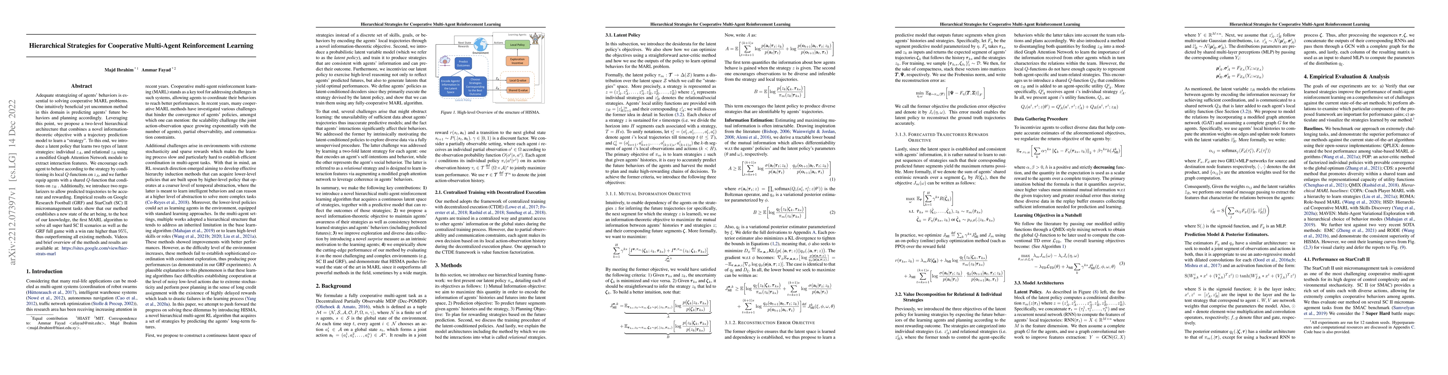 Thumbnail for Hierarchical Strategies for Cooperative Multi-Agent Reinforcement
  Learning