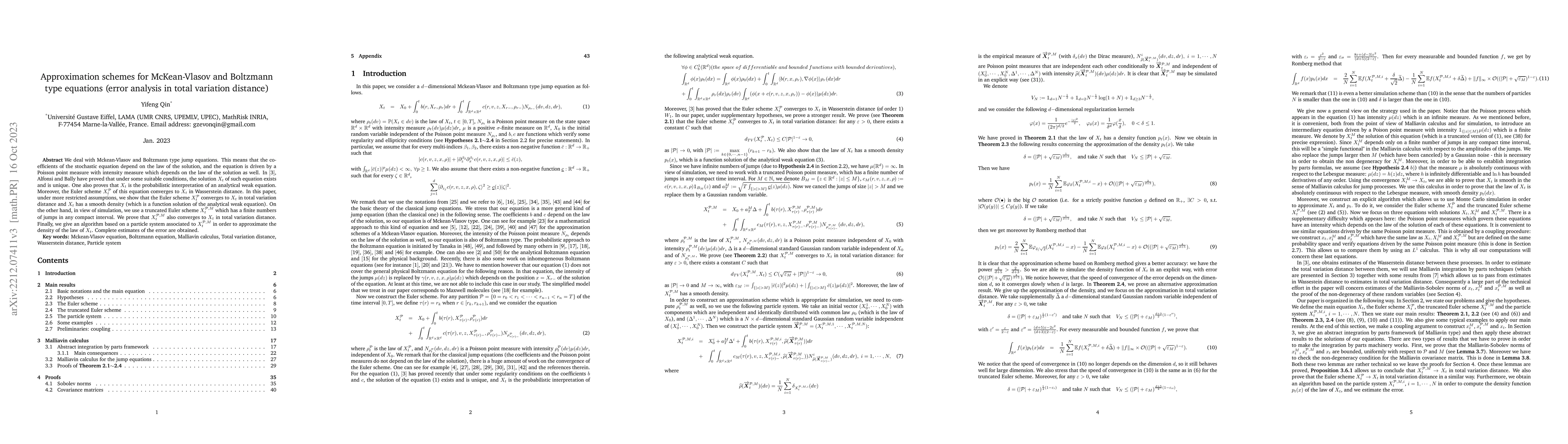 Thumbnail for Approximation schemes for McKean-Vlasov and Boltzmann type equations
  (error analyses in total variation distance)