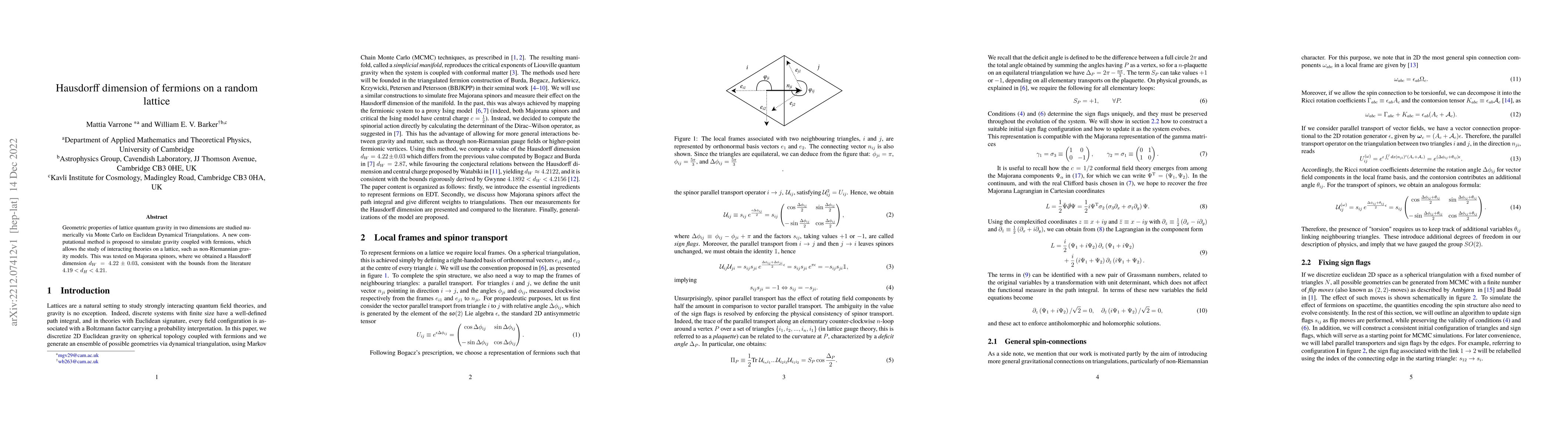 Thumbnail for Hausdorff dimension of fermions on a random lattice
