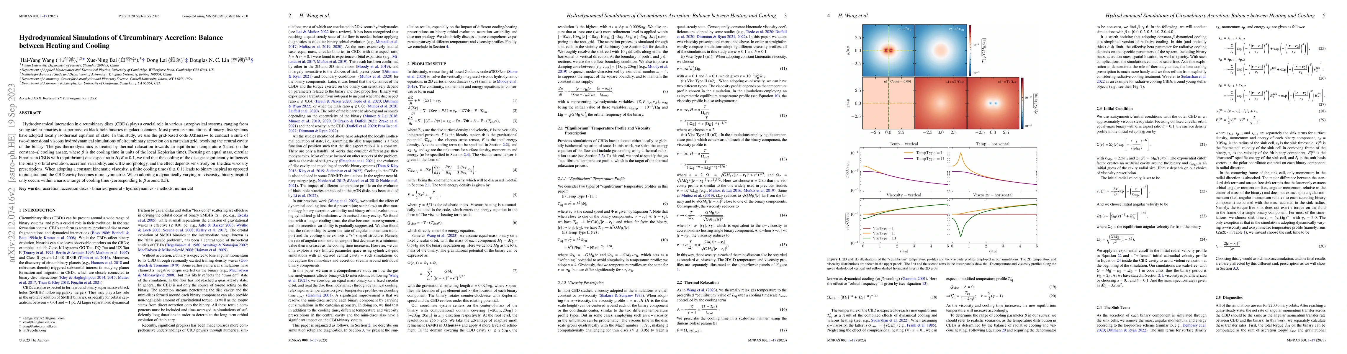 Thumbnail for Hydrodynamical Simulations of Circumbinary Accretion: Balance between
  Heating and Cooling