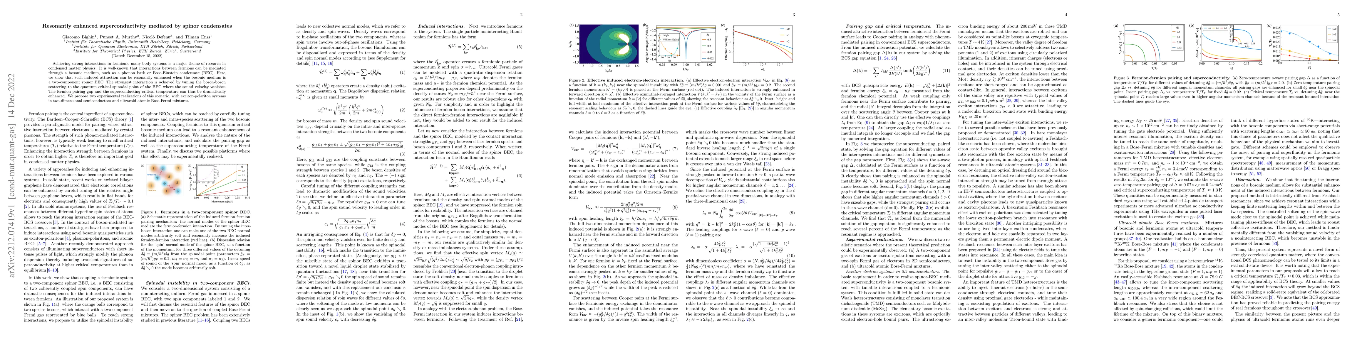 Thumbnail for Resonantly enhanced superconductivity mediated by spinor condensates