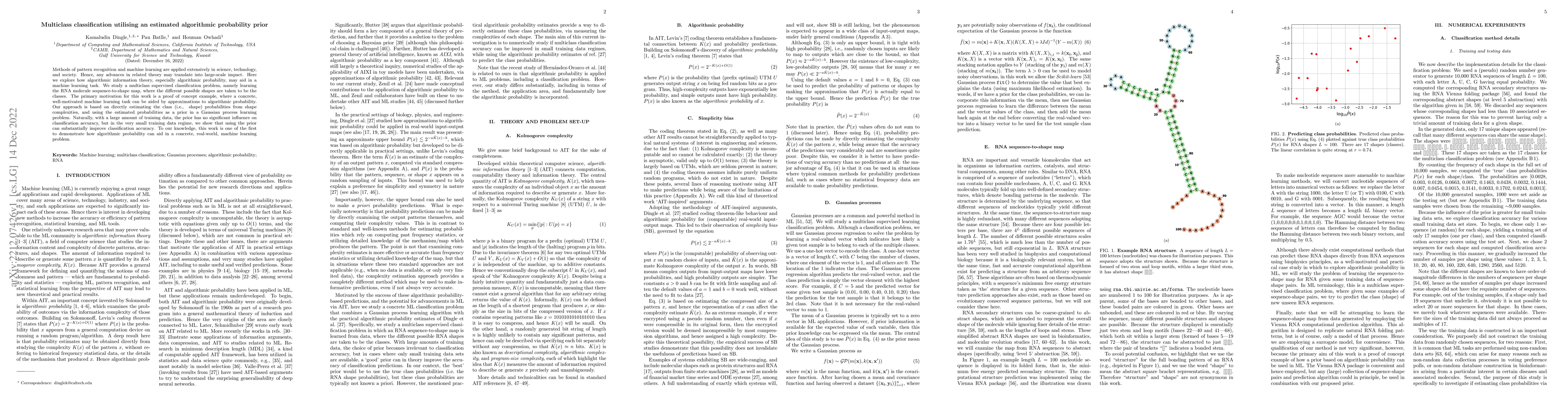 Thumbnail for Multiclass classification utilising an estimated algorithmic probability
  prior