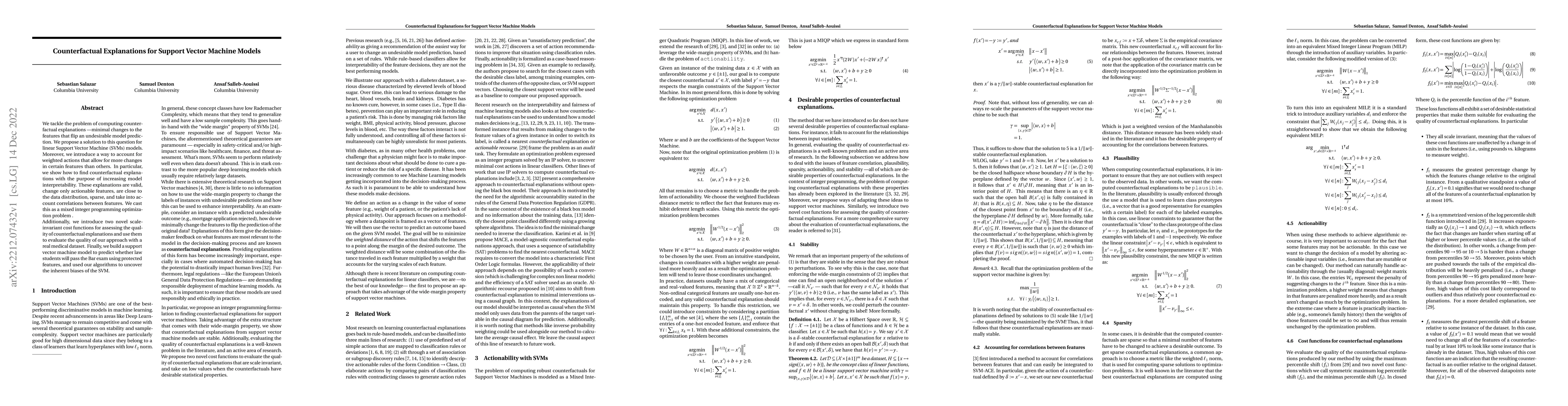 Thumbnail for Counterfactual Explanations for Support Vector Machine Models