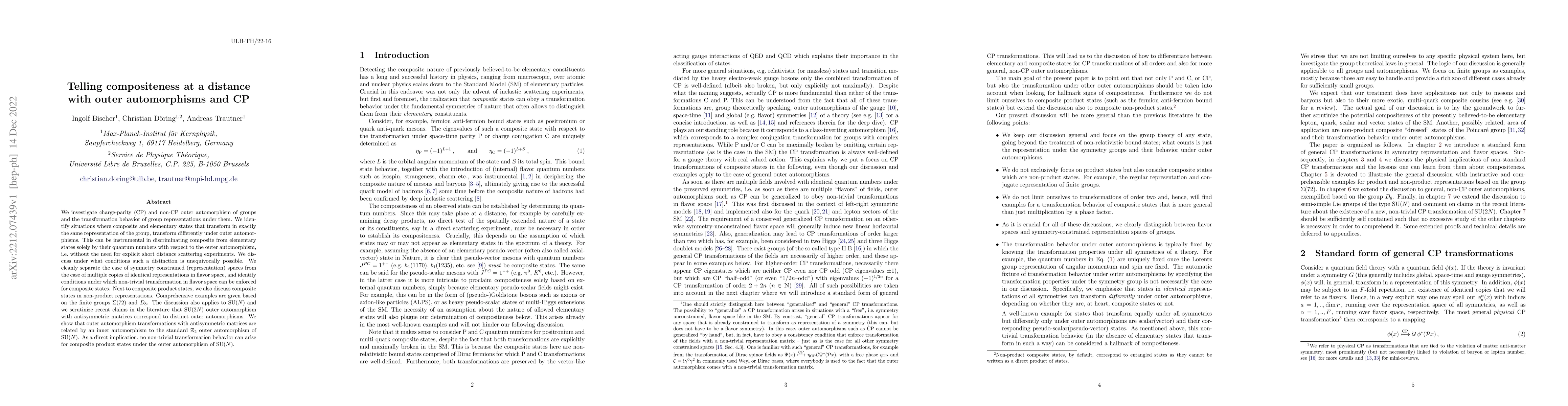 Thumbnail for Telling compositeness at a distance with outer automorphisms and CP