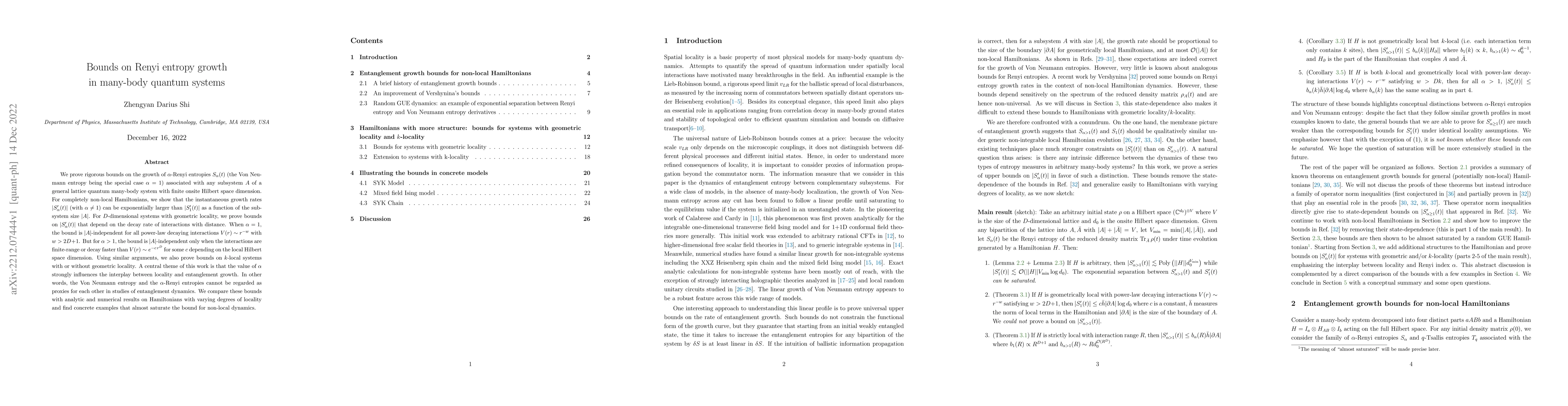 Thumbnail for Bounds on Renyi entropy growth in many-body quantum systems