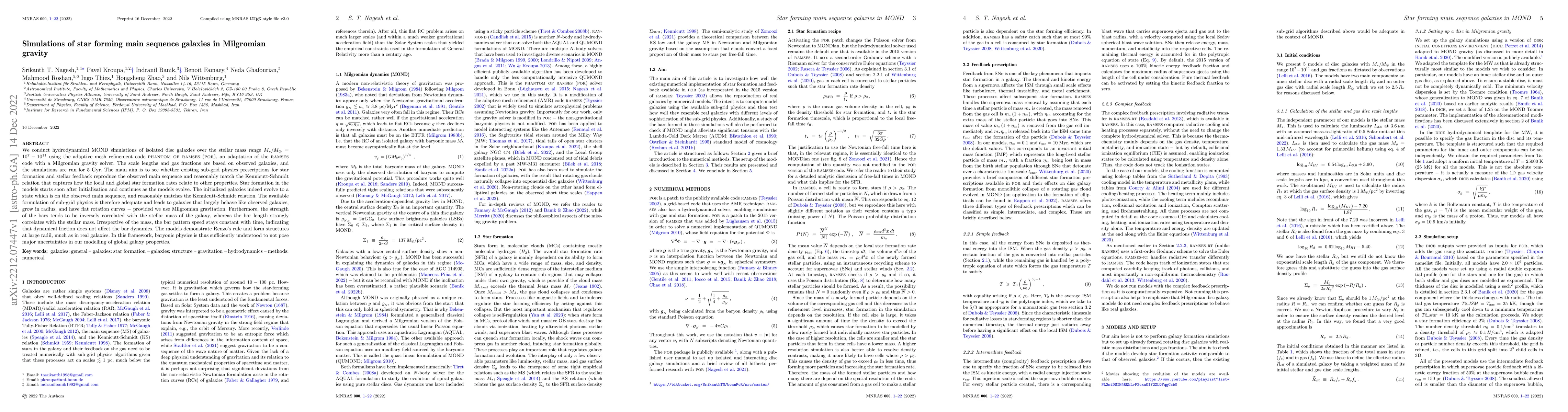 Thumbnail for Simulations of star forming main sequence galaxies in Milgromian gravity