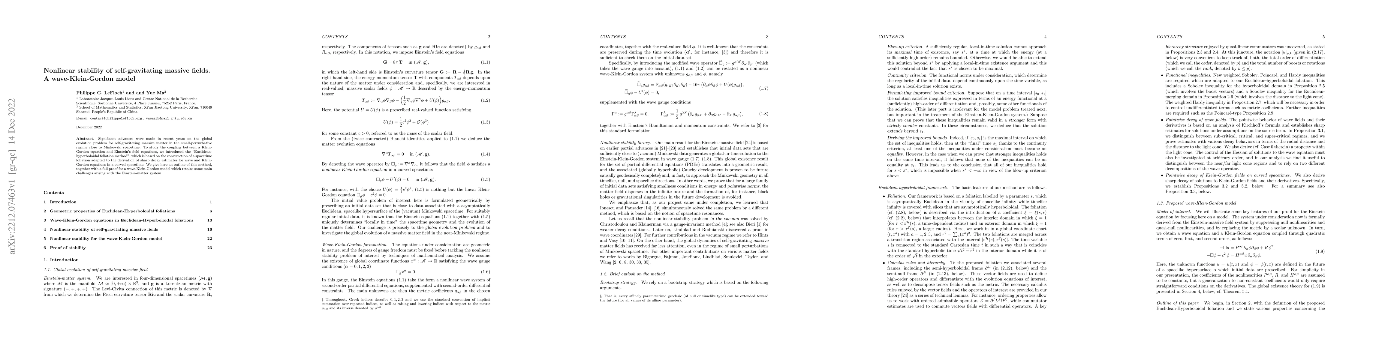 Thumbnail for Nonlinear stability of self-gravitating massive fields. A
  wave-Klein-Gordon model