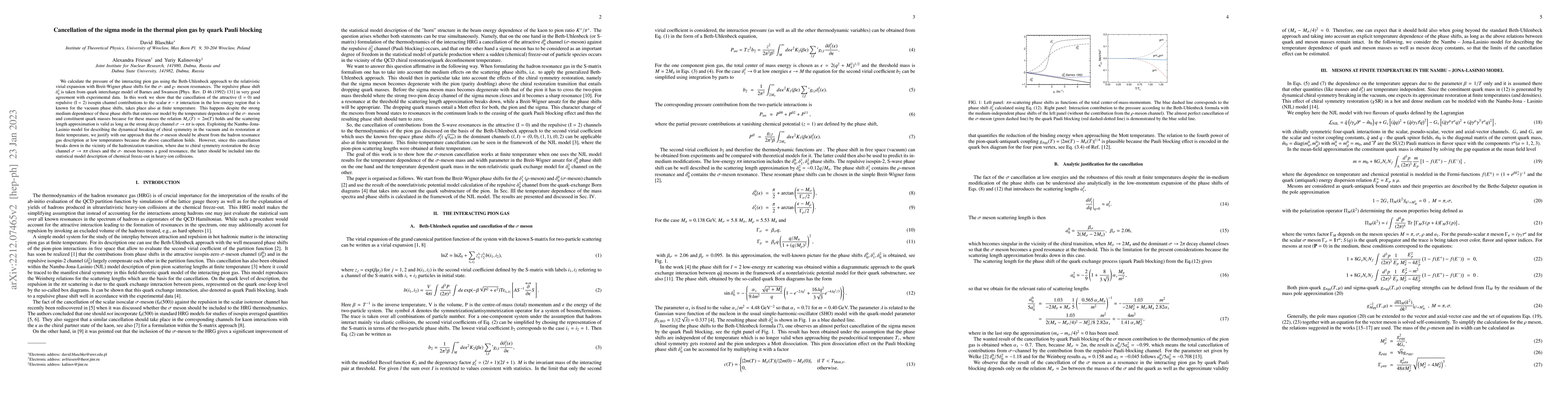 Thumbnail for Cancellation of the sigma mode in the thermal pion gas by quark Pauli
  blocking