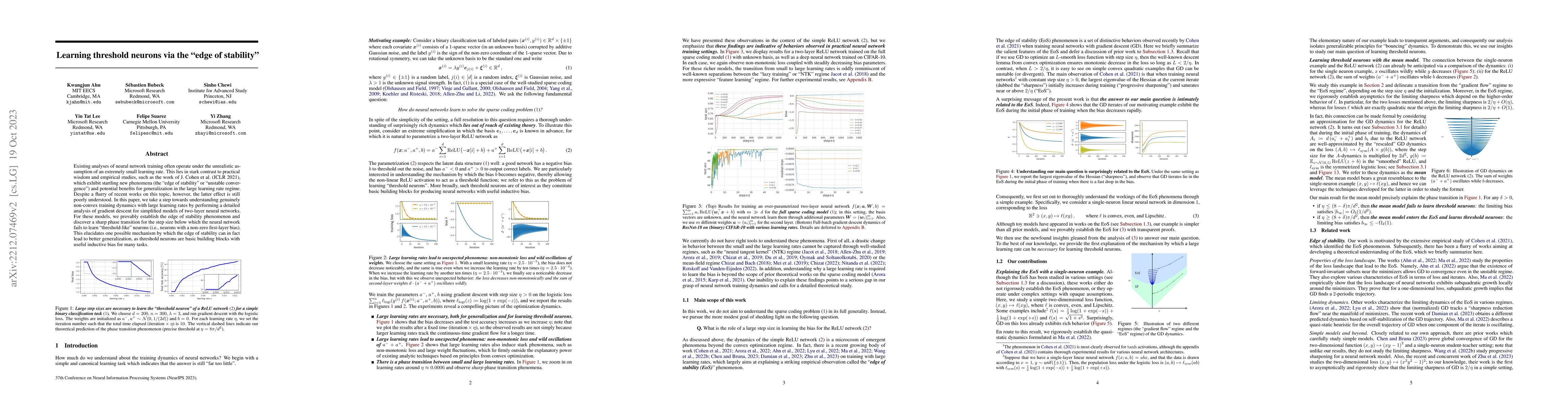 Thumbnail for Learning threshold neurons via the "edge of stability"