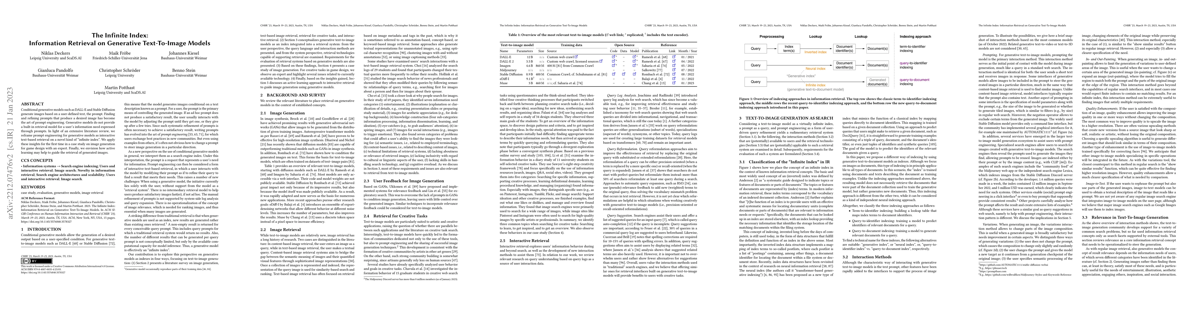 Thumbnail for The Infinite Index: Information Retrieval on Generative Text-To-Image
  Models