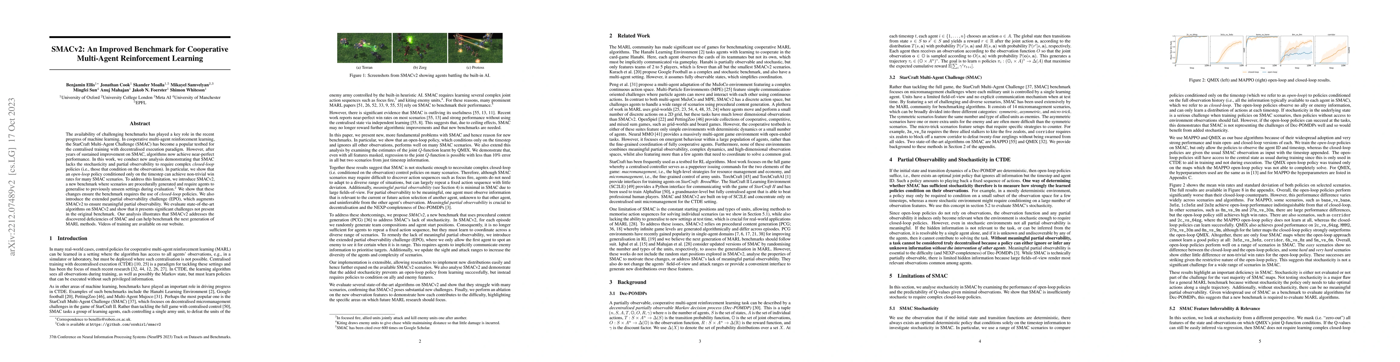 Thumbnail for SMACv2: An Improved Benchmark for Cooperative Multi-Agent Reinforcement
  Learning