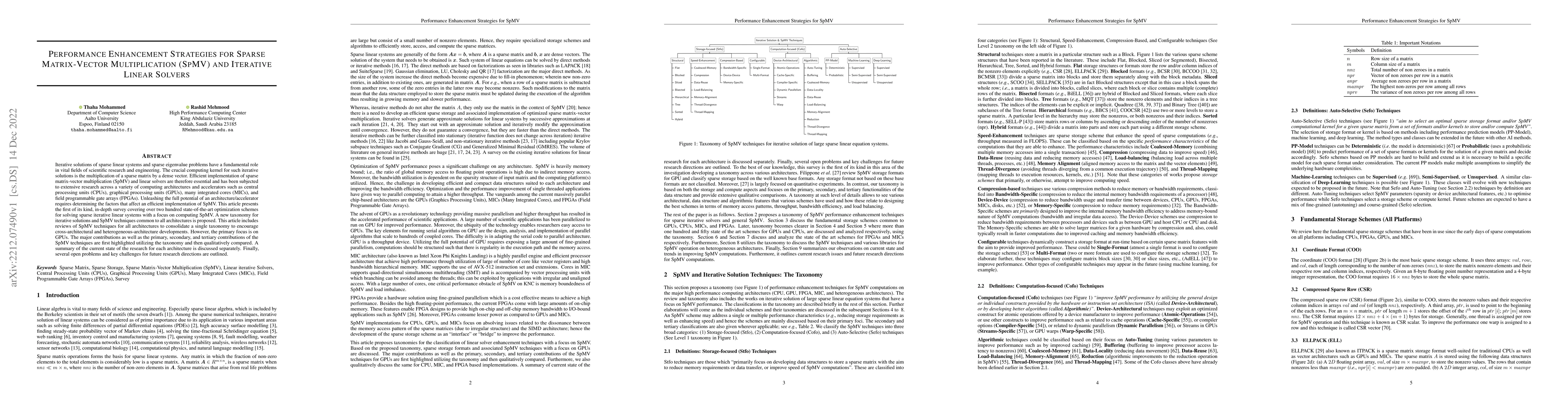 Thumbnail for Performance Enhancement Strategies for Sparse Matrix-Vector
  Multiplication (SpMV) and Iterative Linear Solvers