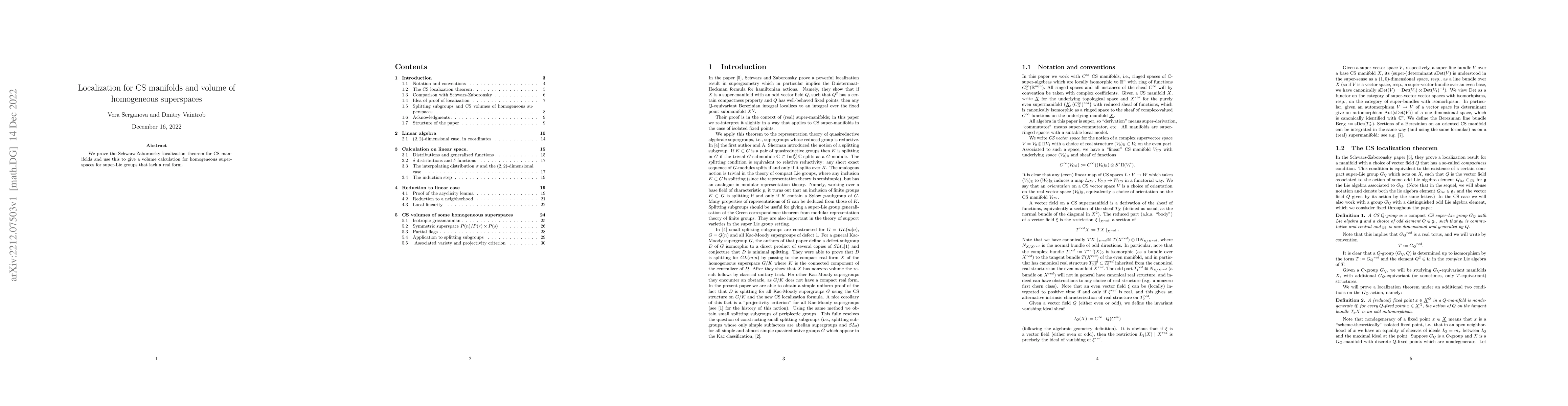 Thumbnail for Localization for CS manifolds and volume of homogeneous superspaces