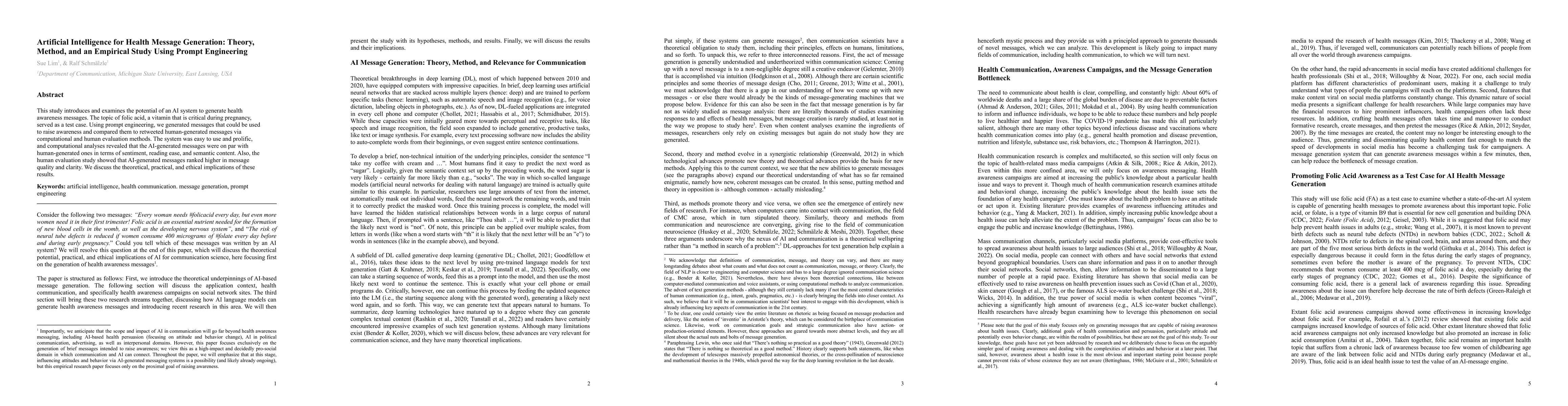 Thumbnail for Artificial Intelligence for Health Message Generation: Theory, Method,
  and an Empirical Study Using Prompt Engineering