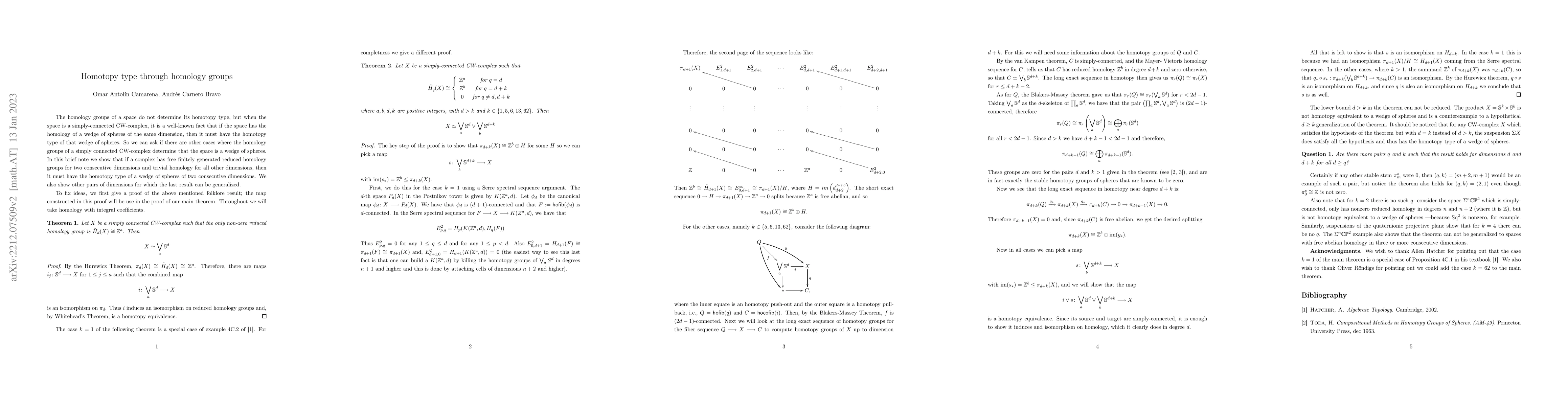 Thumbnail for Homotopy type through homology groups